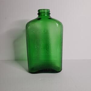 Vintage 1940's Green Glass 1QT Bottle - Unique Pattern